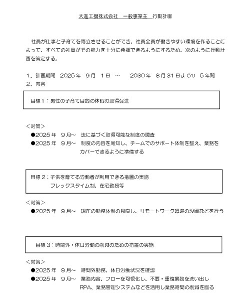 行動計画書類